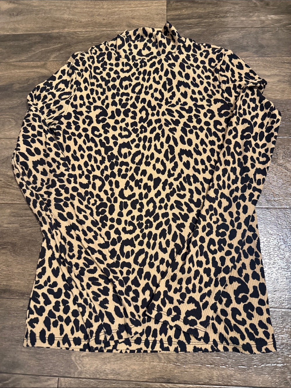 No Boundaries Leopard Print Long Sleeve Top - Black and Tan